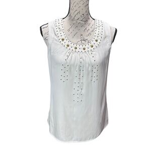 The Limited Cream with Gold Tone Embellished Sleeveless Blouse / Top Size XS